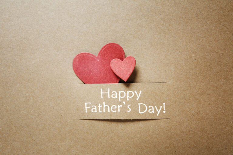 Fathers day message with red paper small hearts