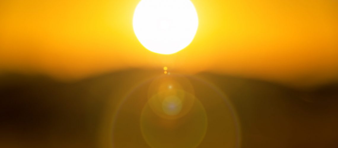 View of the sun with lens flare